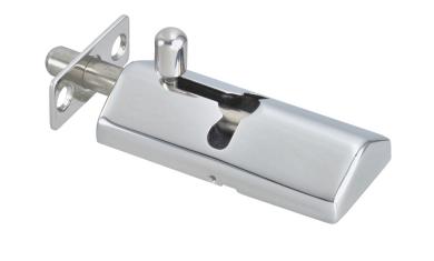 Slide latch with cover, spring loaded
