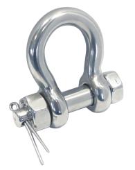 Bow shackle with nut and split pin