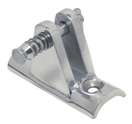 Deck hinge with drop nose pin, concave