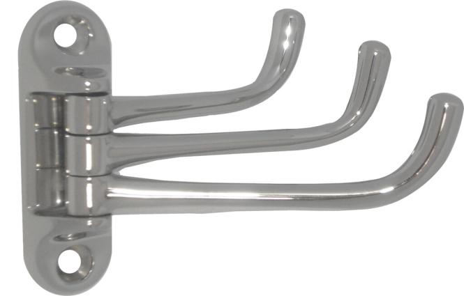 Marinetech Foldable triple coat hook Competence in Stainless Steel