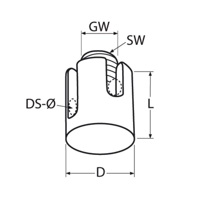 Wire rope cross clip with blind thread Competence in Stainless Steel